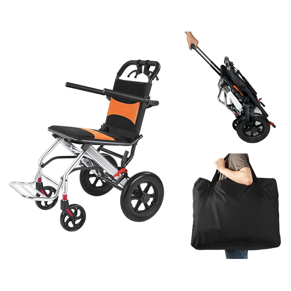 Ultra Lightweight Compact Folding Transit Wheelchair with Traveling Handle & Carry Bag