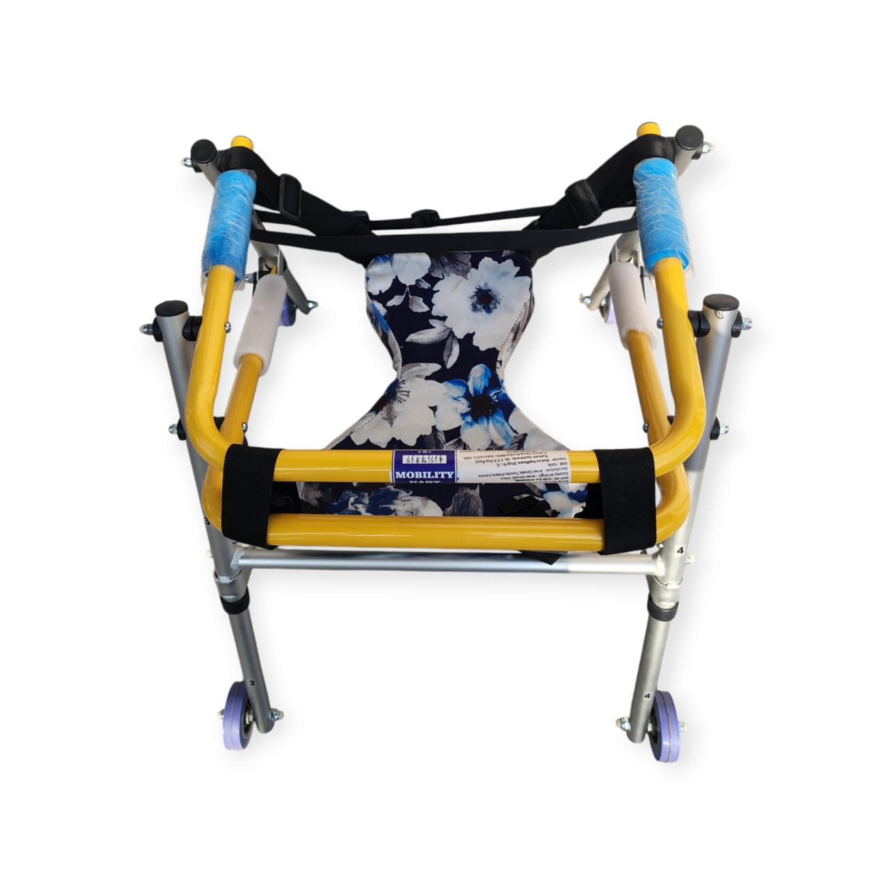 Mobility Kart Light Weight Height Adjustable CP Child Pediatric Walker with Comfortable Seat Yellow