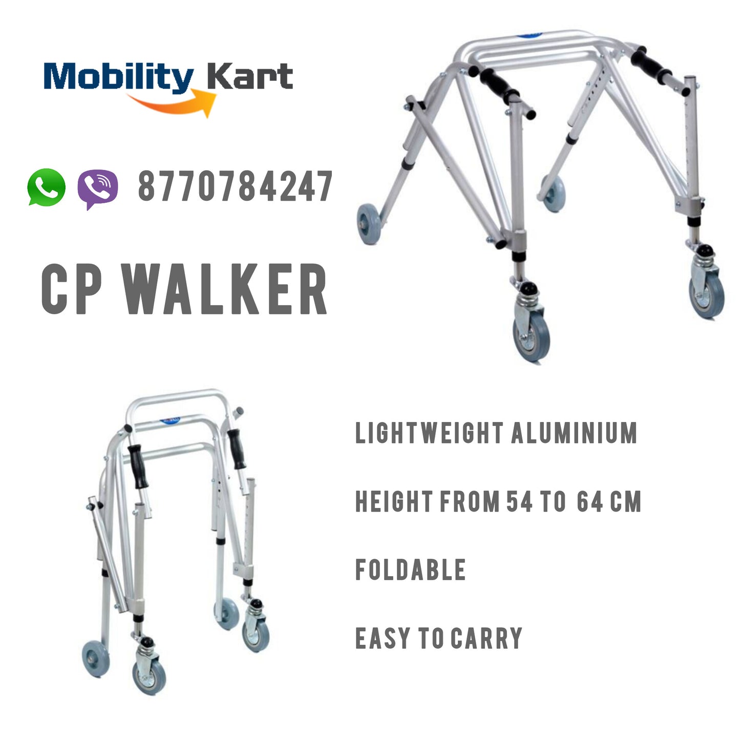 CP Walker Light Weight Foldable Easy to Carry Cerebral Palsy Reverse Walker