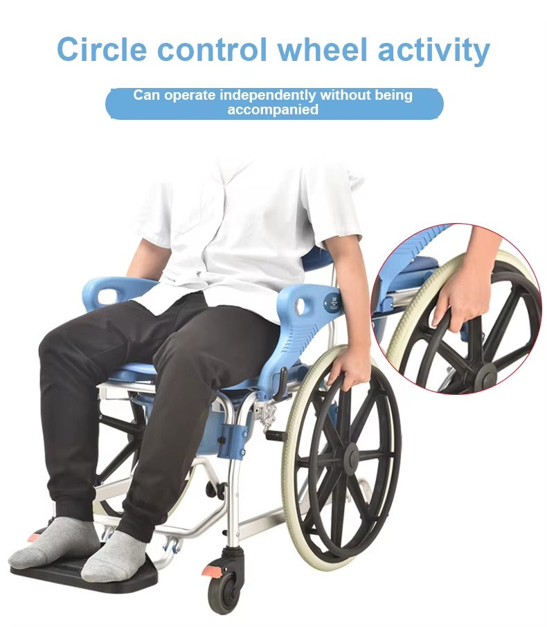 Multipurpose 3 in 1 Self Propelled Rolling Bathroom Wheelchair
