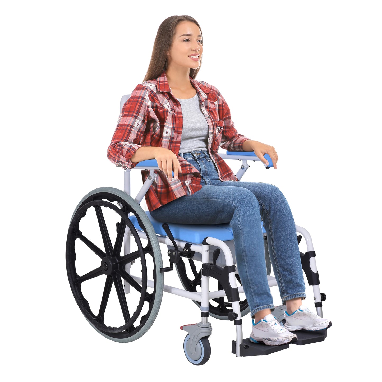 Self Propelled Multipurpose 3 in 1 Rolling Bathroom Wheelchair