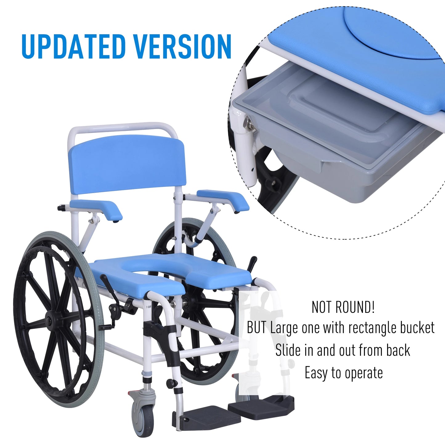 Self Propelled Multipurpose 3 in 1 Rolling Bathroom Wheelchair
