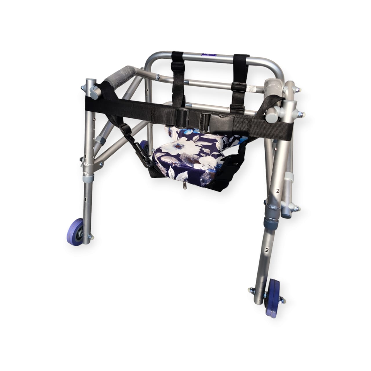 Mobility Kart Light Weight Height Adjustable CP Child Pediatric Walker with Comfortable Seat Silver