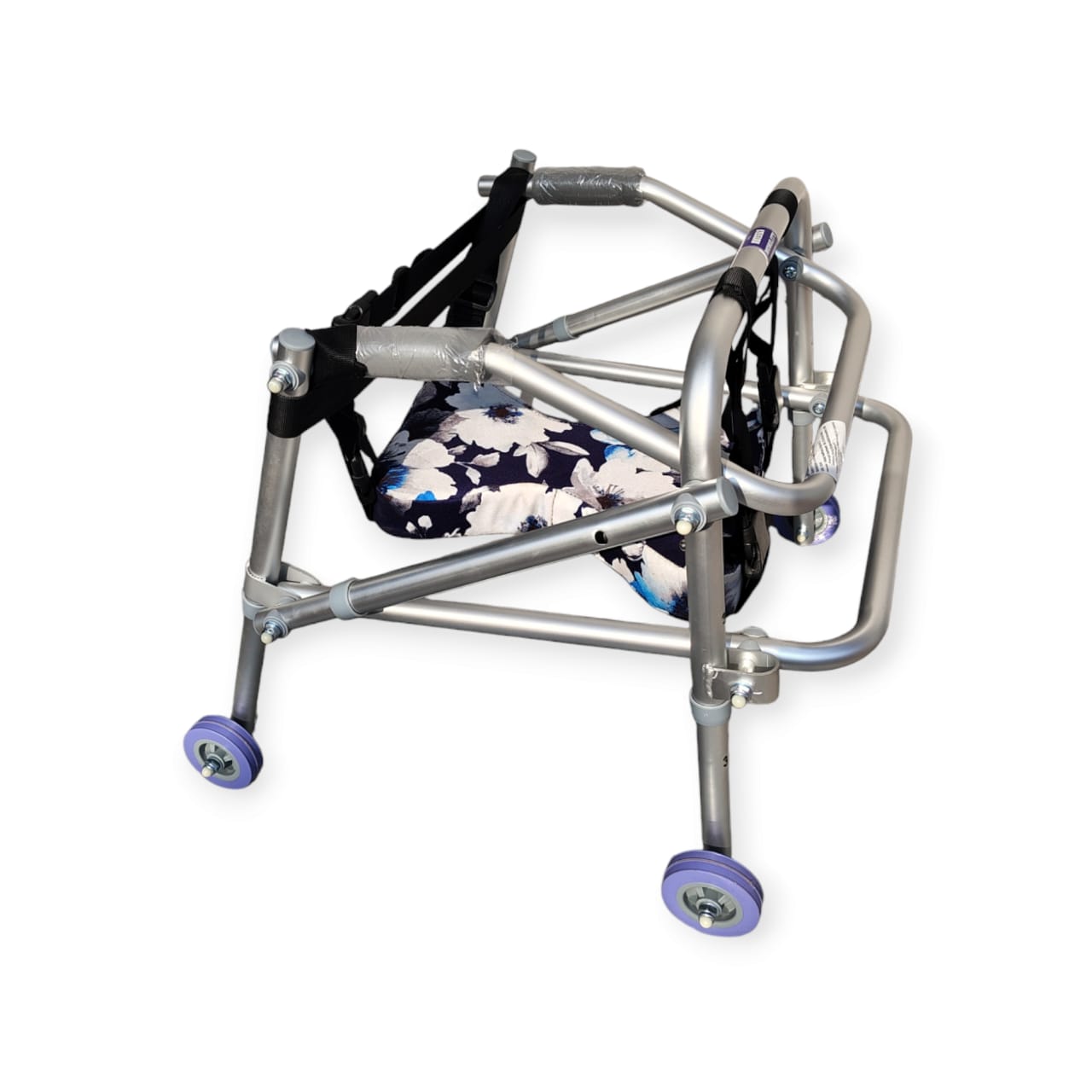 Mobility Kart Light Weight Height Adjustable CP Child Pediatric Walker with Comfortable Seat Silver