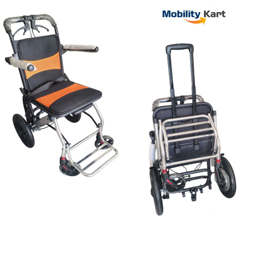 Ultra Lightweight Compact Folding Transit Wheelchair with Traveling Handle