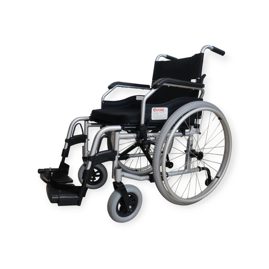 Evox WC 101M Lightweight Foldable Aluminium Wheelchair with Flip-Up Armrest Detachable Footrest & Removable Big Wheels