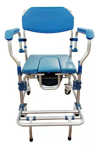 Rolling Shower Commode Aluminium Wheelchair with Flip-Up Armrest & Footrest (U Cut Seat)