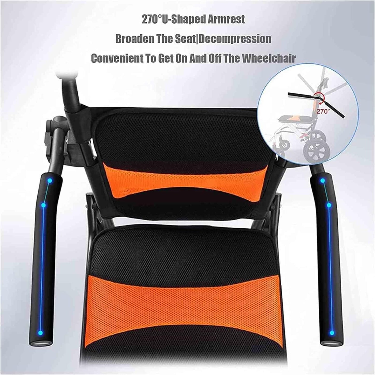 Ultra Lightweight Compact Folding Transit Wheelchair with Traveling Handle