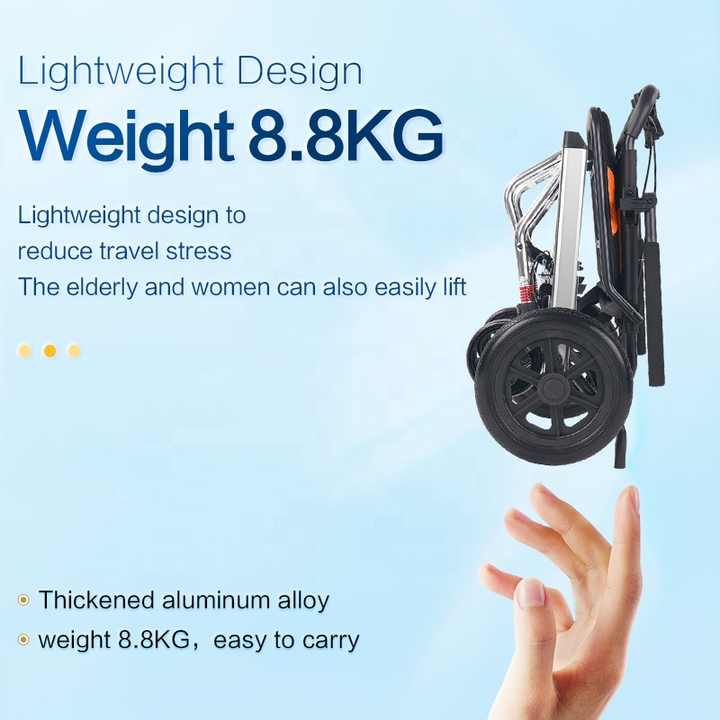Ultra Lightweight Compact Folding Transit Wheelchair with Traveling Handle