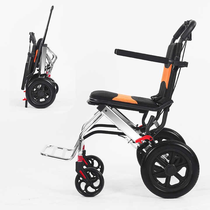 Ultra Lightweight Compact Folding Transit Wheelchair with Traveling Handle