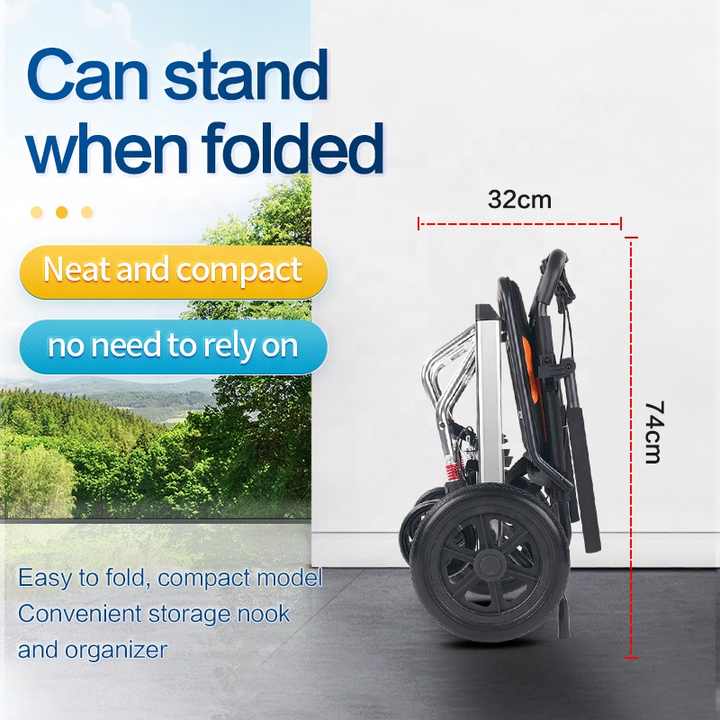 Ultra Lightweight Compact Folding Transit Wheelchair with Traveling Handle