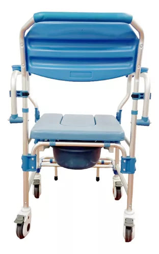Rolling Shower Commode Aluminium Wheelchair with Flip-Up Armrest & Footrest (U Cut Seat)
