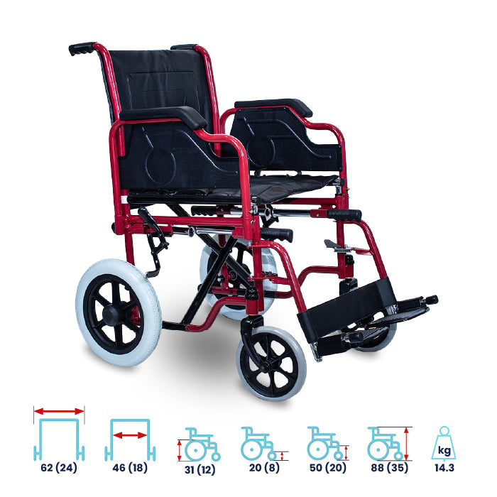 Premium Imported Light Weight Foldable Doli Wheelchair with Lifting Rod Detachable Armrest & Footrest