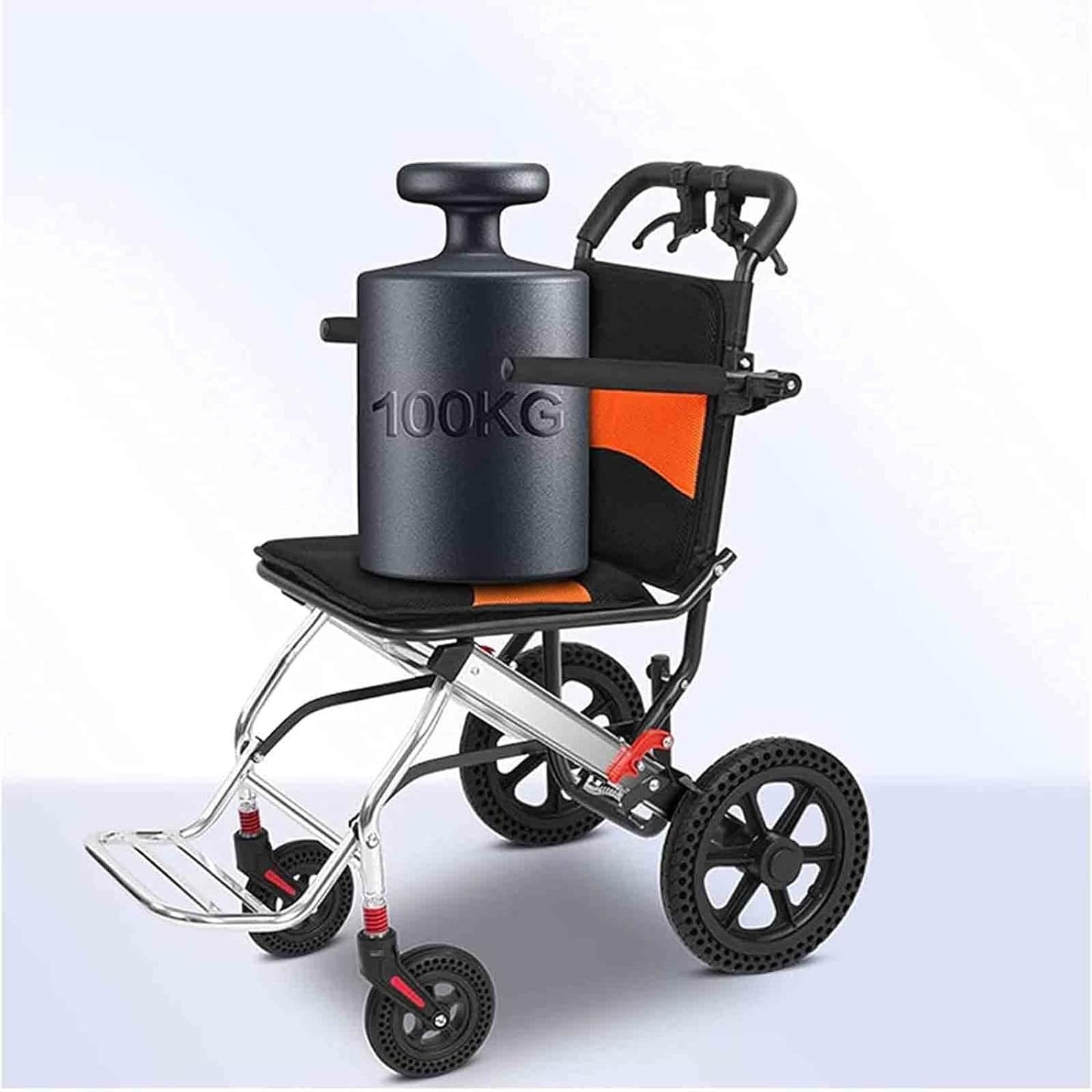 Ultra Lightweight Compact Folding Transit Wheelchair with Traveling Handle