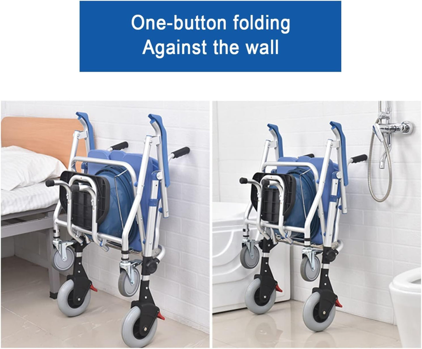 3 in 1 U Cut Seat Aluminium Rolling Shower Commode Chair Wheels for Adult Old People