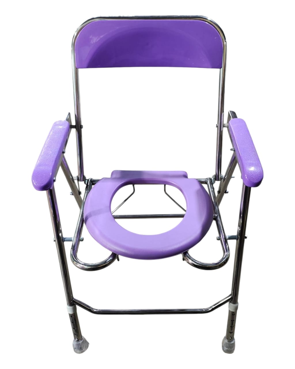 Stainless Steel SS Height Adjustable Round Seat Commode Chair with Bucket