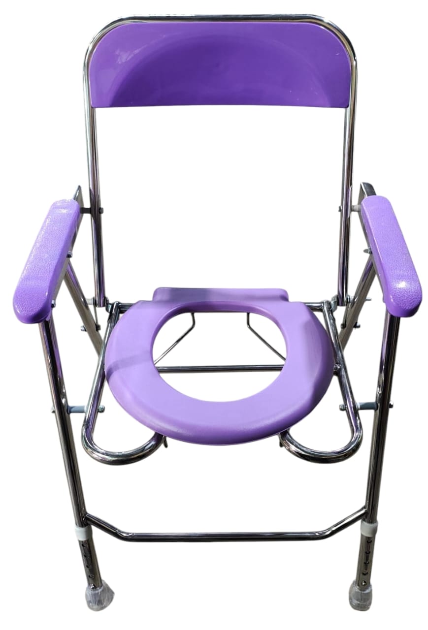 Stainless Steel SS Height Adjustable Round Seat Commode Chair with Bucket