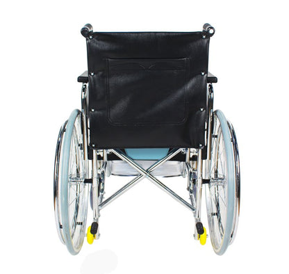 Foldable Commode Wheelchair with Flip-Up Armrest Detachable Footrest & Removable Big Wheels