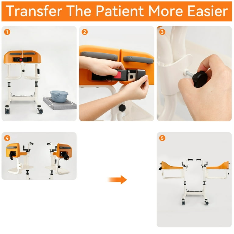 Mobility Kart Patient Lift and Transfer Chair For Narrow Bathroom Door