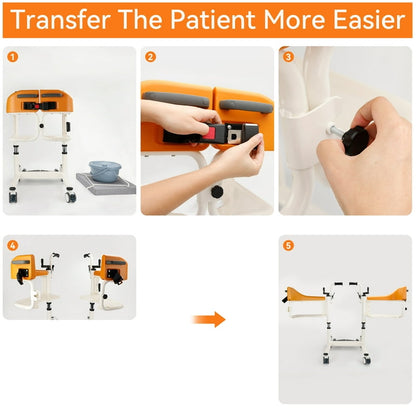 Mobility Kart Patient Lift and Transfer Chair For Narrow Bathroom Door