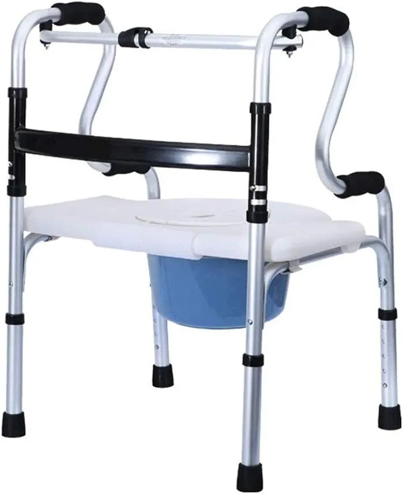 Mobility Kart Multipurpose Aluminium Shower Commode Chair with Foldable Walker