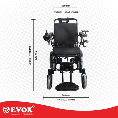 Evox WC 109A Electric Wheelchair Auto Folding with LED Light Cup Holder Phone Holder USB Adapter