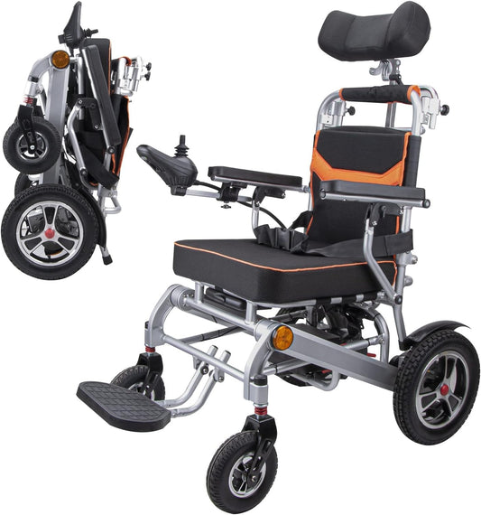 Esleh Super Plus Lightweight Compact Folding Wheelchair with Headrest