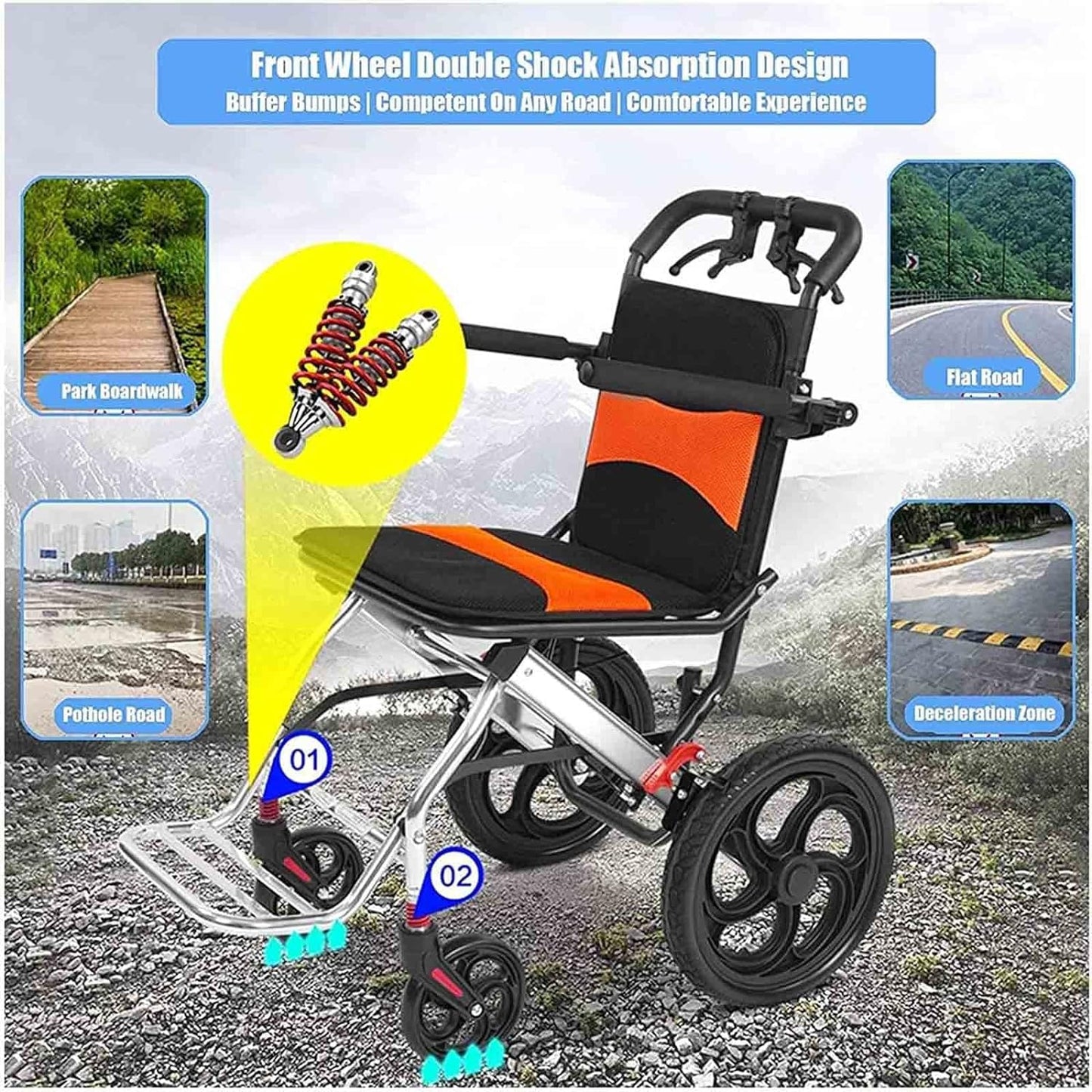 Mobility Kart Light Weight Compact Folding Easy to Carry Wheelchair