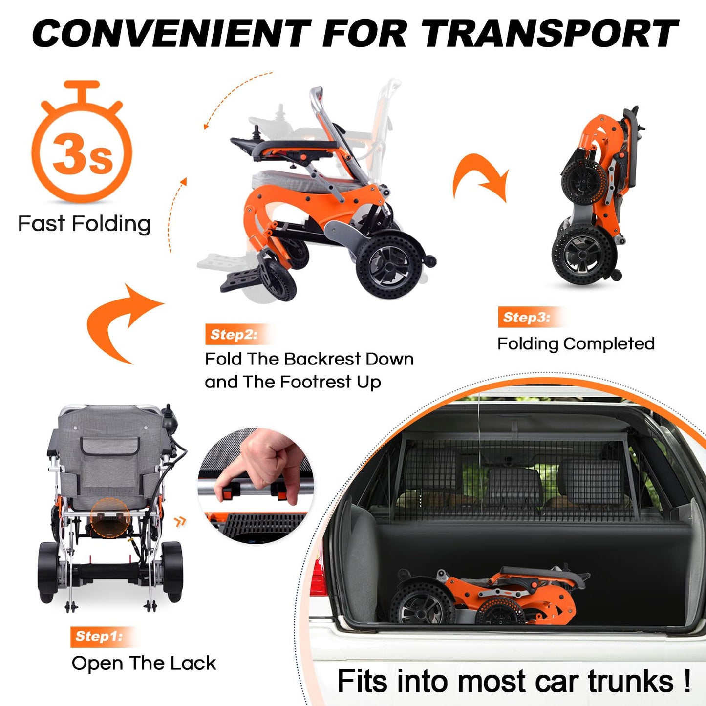 Ultralight Compact Folding Power Wheelchair with Electromagnetic Breaking System