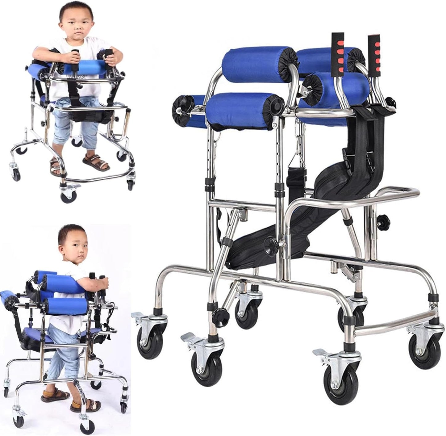 Children Standing Walker Multi-Functional Folding Paralytic Rehabilitation Lower Limb Training Stangding Walker, Standard Walker for Handicap & Disabled Kid's