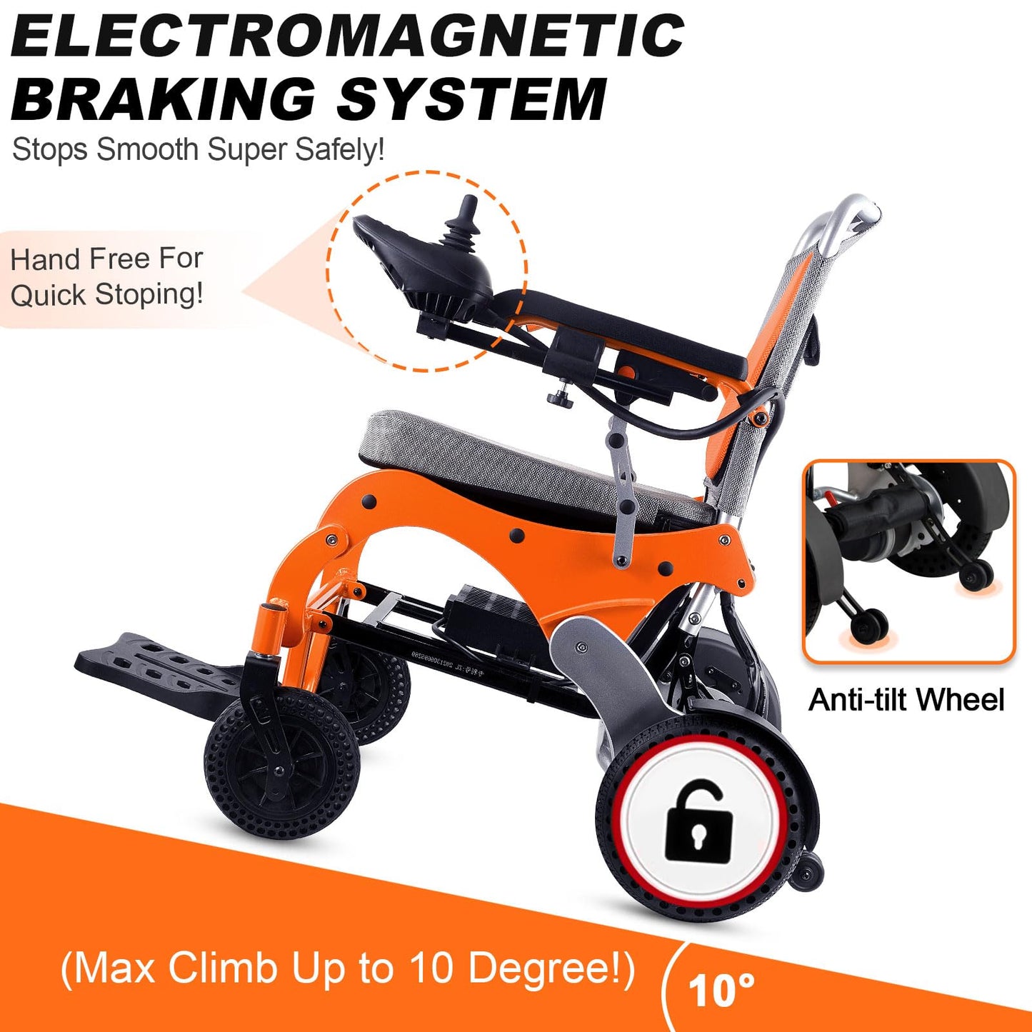 Ultralight Compact Folding Power Wheelchair with Electromagnetic Breaking System