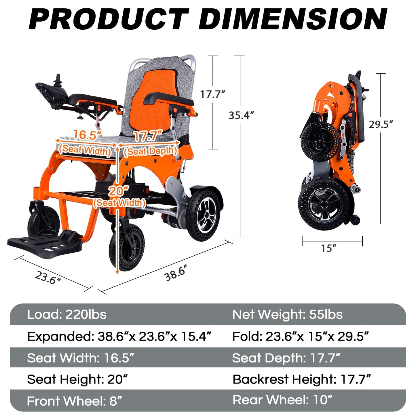 Ultralight Compact Folding Power Wheelchair with Electromagnetic Breaking System