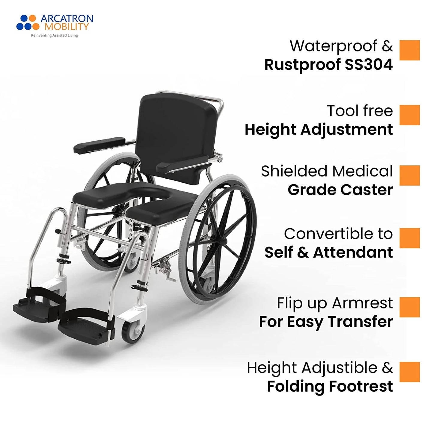 Prime SSS100 Self Propelled Shower Commode Wheelchair