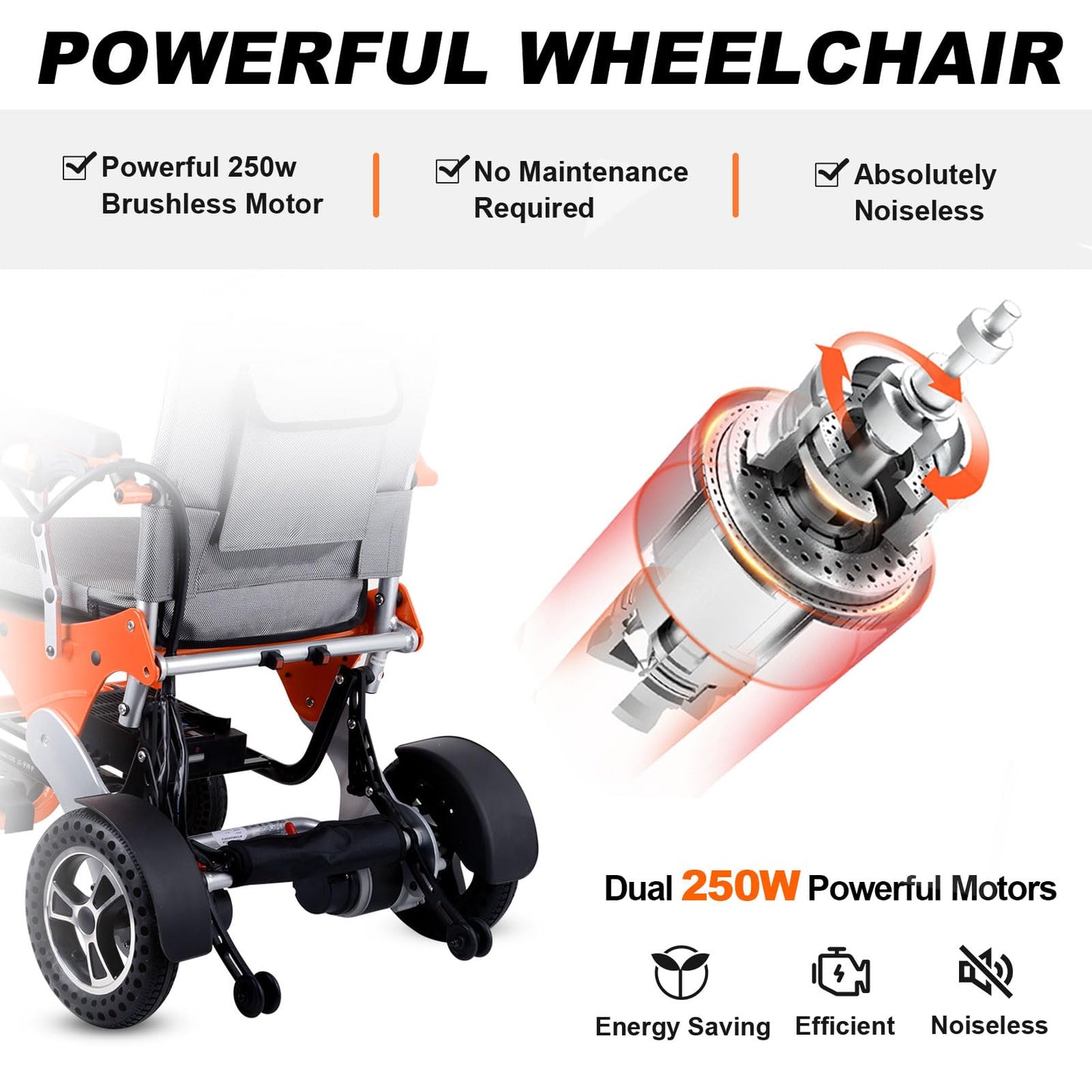 Ultralight Compact Folding Power Wheelchair with Electromagnetic Breaking System