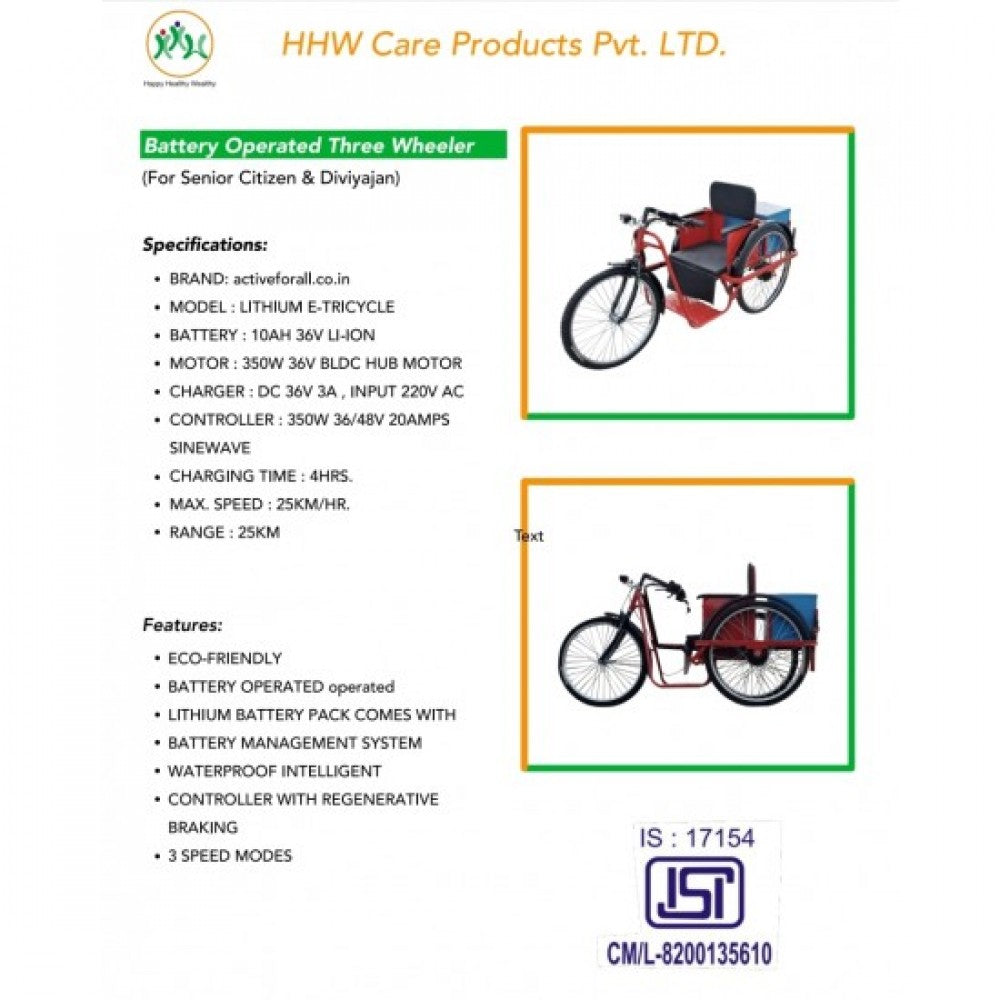 Battery Operated Tricycle For Divyang