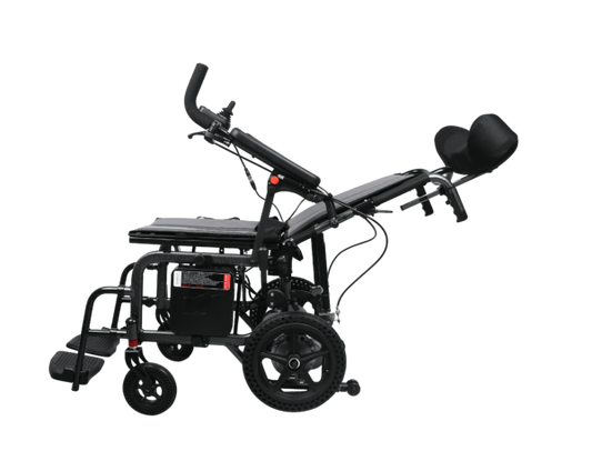 Electric Wheelchair with Reclining Backrest & Adjustable Headrest