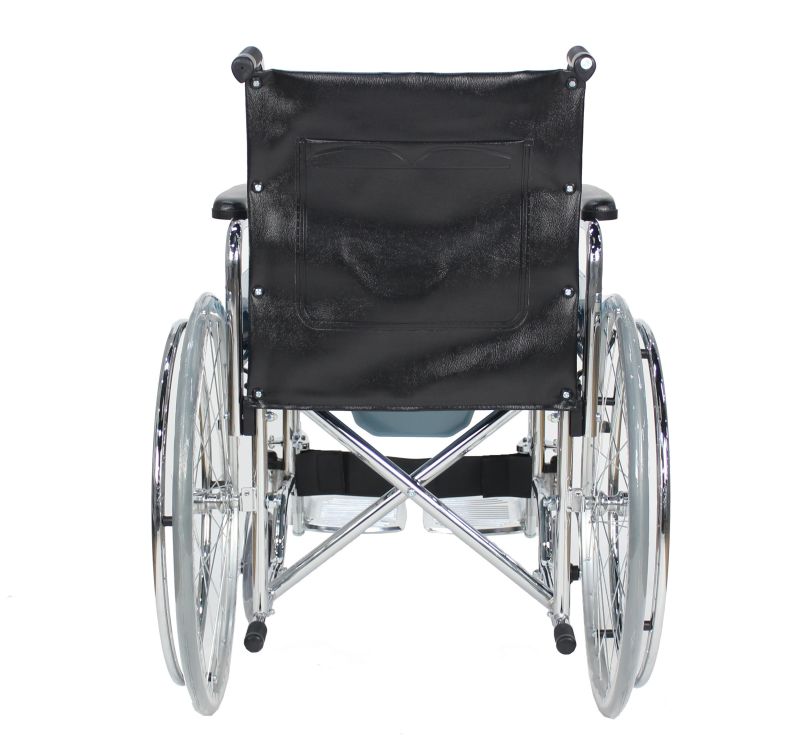 Foldable Commode Wheelchair with Flip-Up Armrest & Detachable Footrest