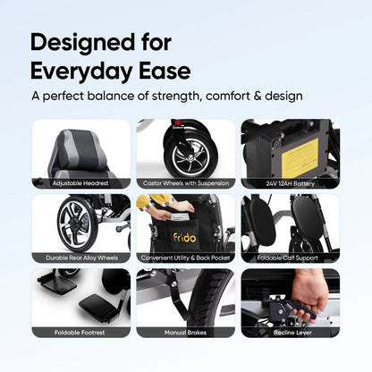 Frido Heavy Duty Recliner Electric Wheelchair