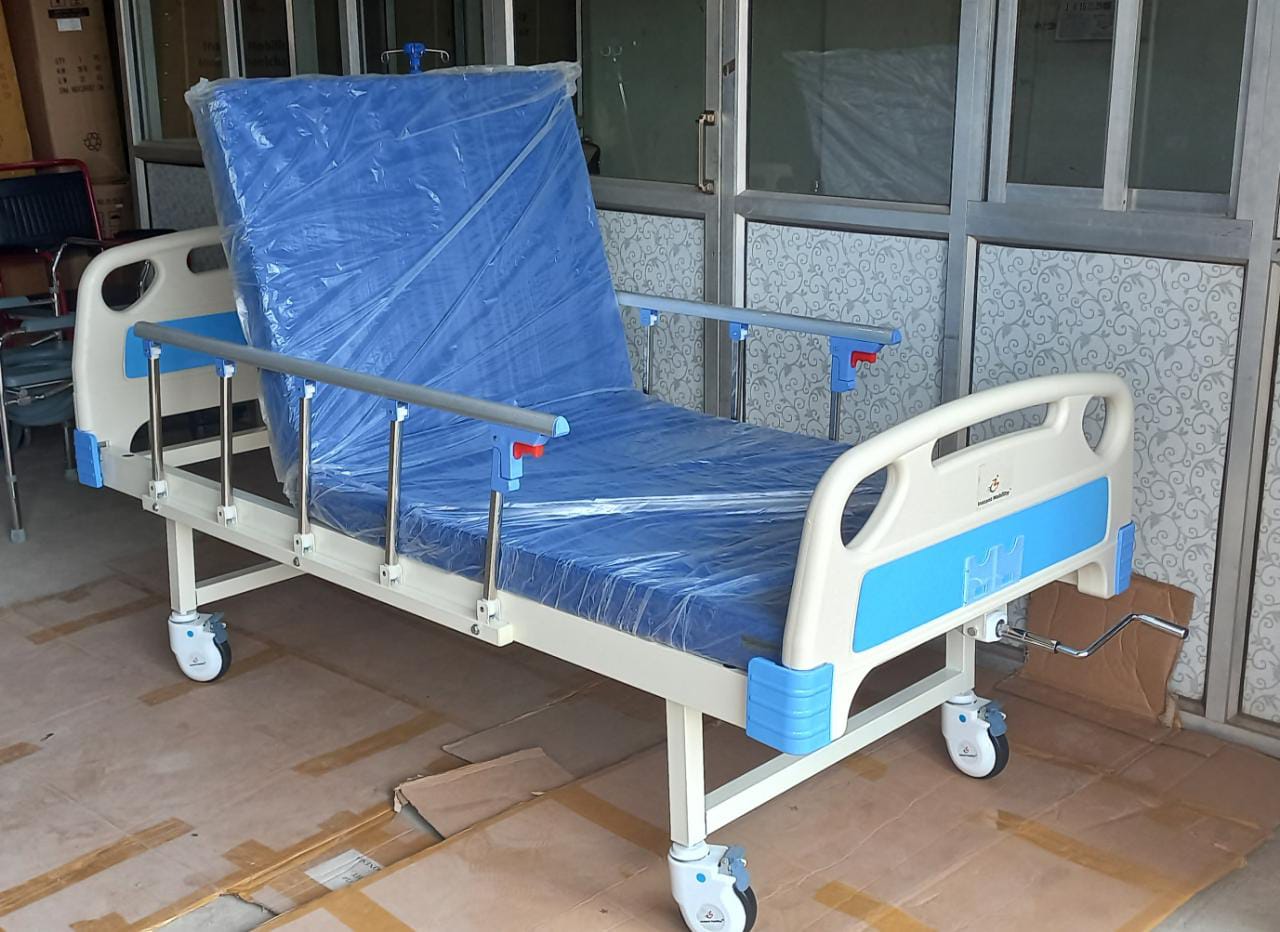 Mobilitykart Premium Imported Semi Fowler Hospital Bed with Railing & Mattress