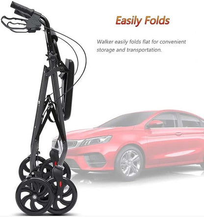 Mobility Kart Aluminium Rollator Walker Cum Attendant Foldable Wheelchair