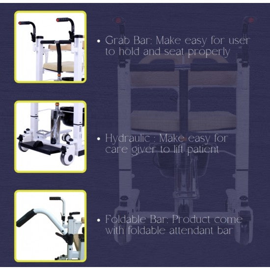 Karma Ryder TC 20 Fast Assembled Hydraulic Patient Lift and Transfer Wheelchair