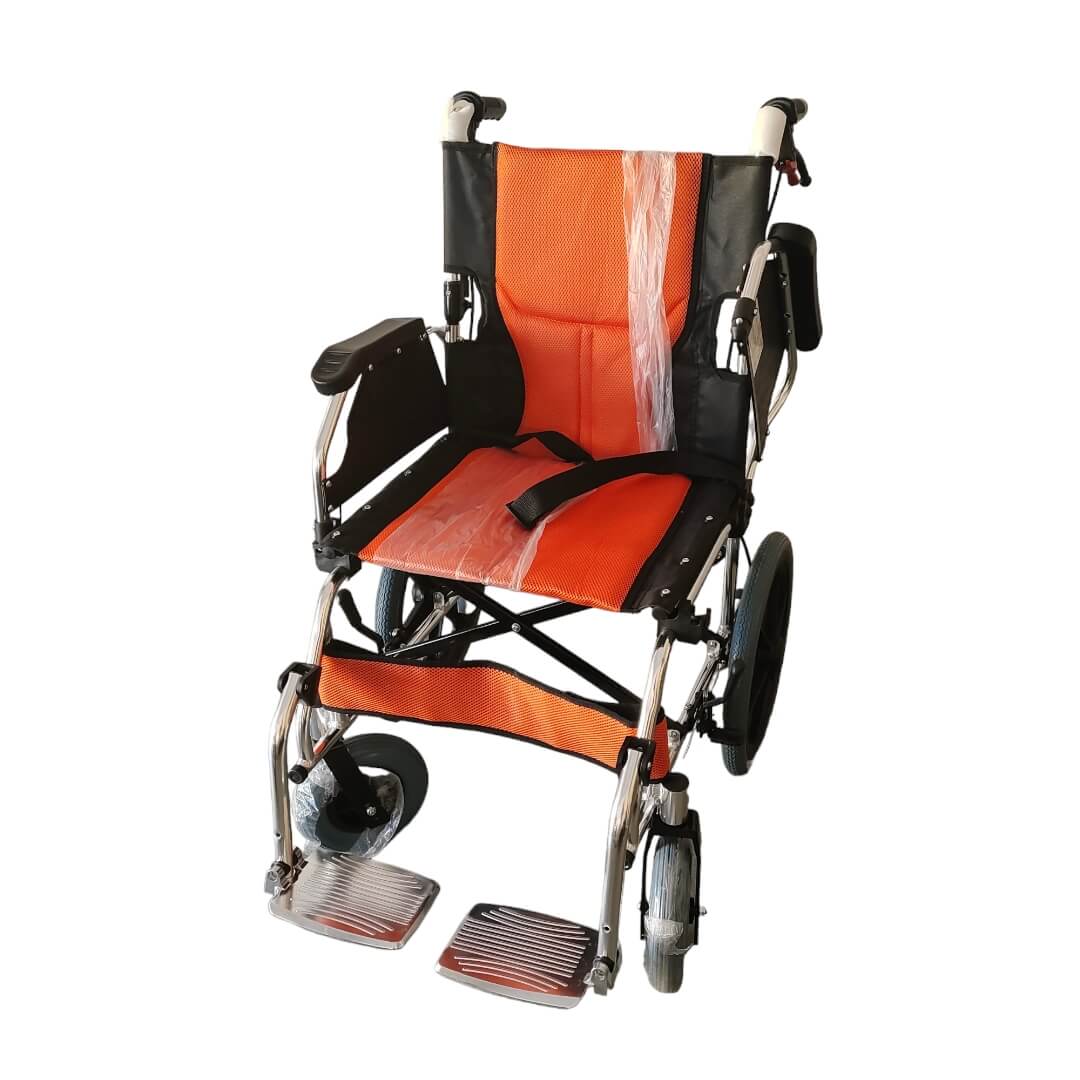 Mobility Kart Heavy Duty Light Weight Compact Folding Wheelchair with Flip-Up Armrest and Footrest