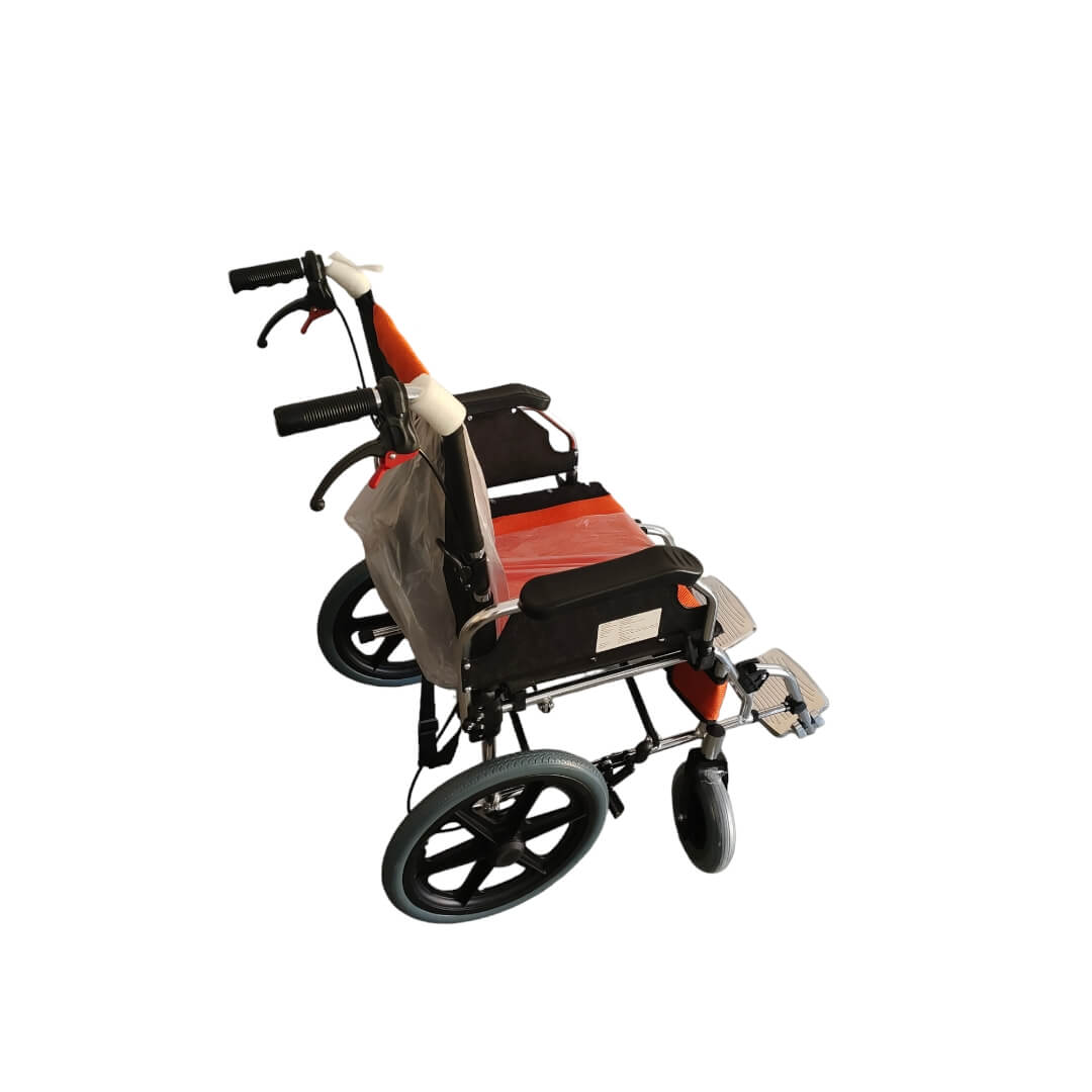 Mobility Kart Heavy Duty Light Weight Compact Folding Wheelchair with Flip-Up Armrest and Footrest