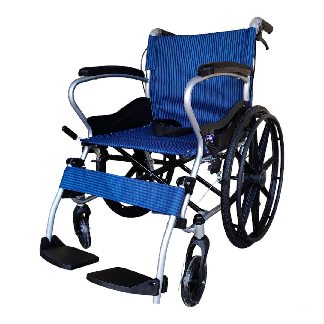 Mobility Kart Lightweight Manual Aluminum Folding Wheelchair with Attendant Brakes