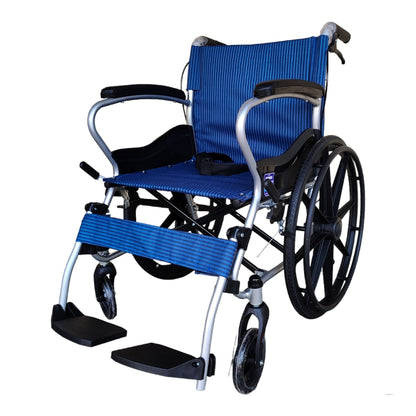 Mobility Kart Lightweight Manual Aluminum Folding Wheelchair with Attendant Brakes