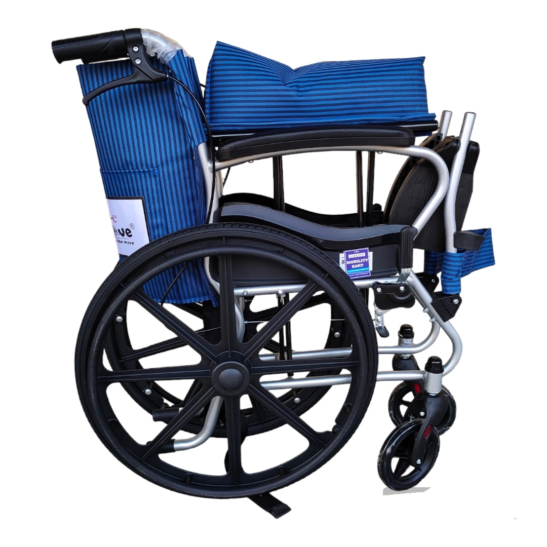 Mobility Kart Lightweight Manual Aluminum Folding Wheelchair with Attendant Brakes