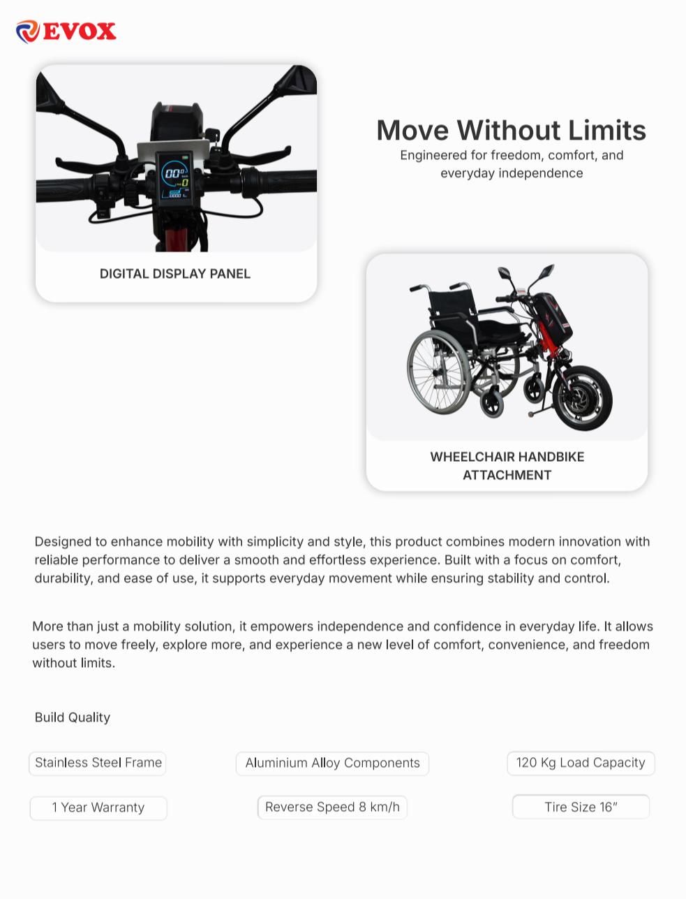 Mobivox RD Wheel Electric Attachment for Wheelchair