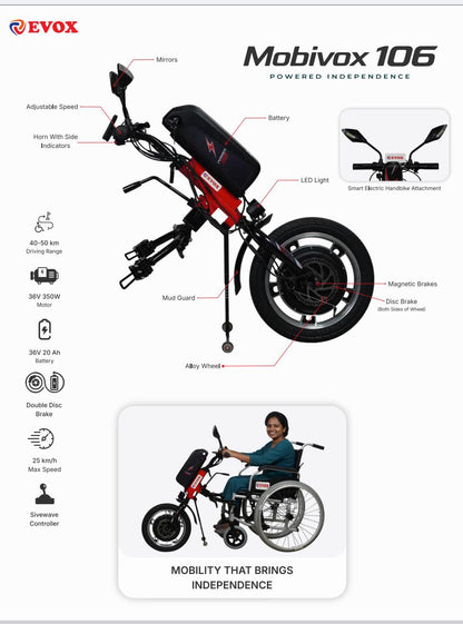 Mobivox RD Wheel Electric Attachment for Wheelchair