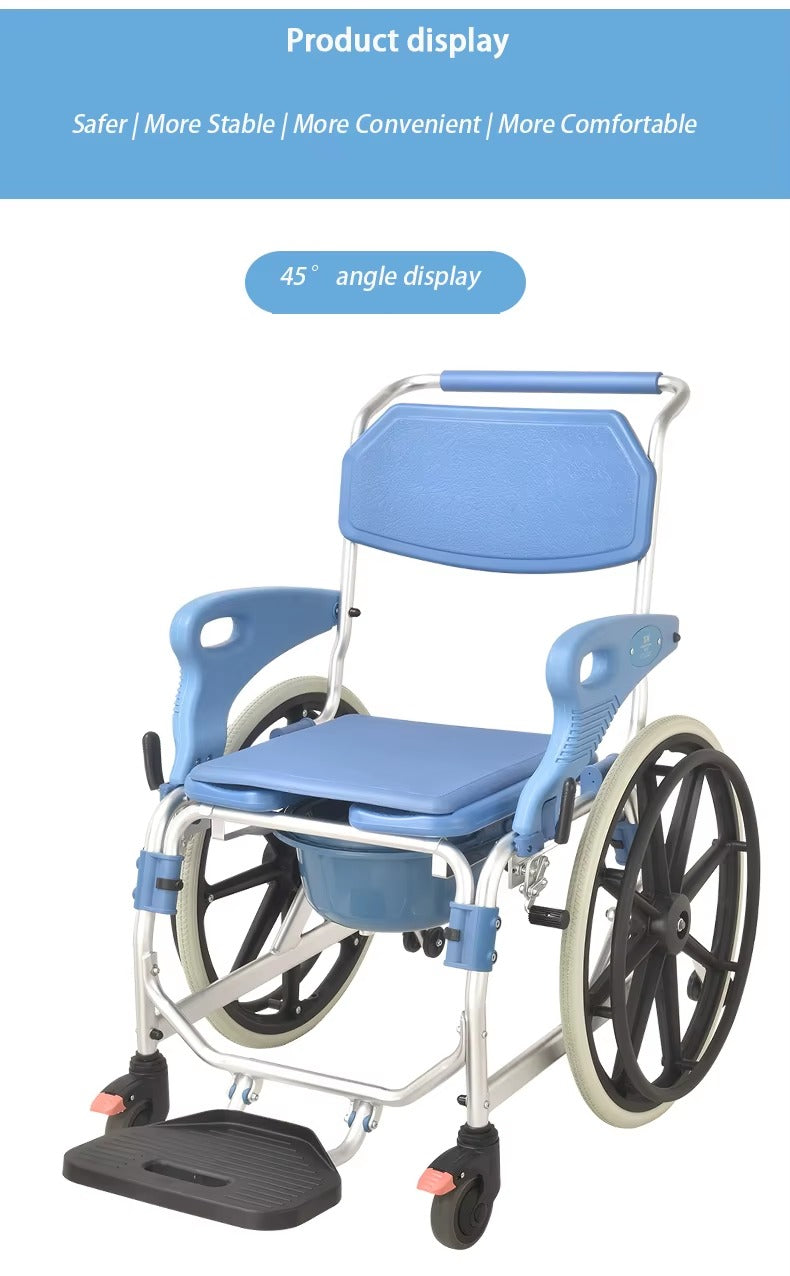 Multipurpose 3 in 1 Self Propelled Rolling Bathroom Wheelchair