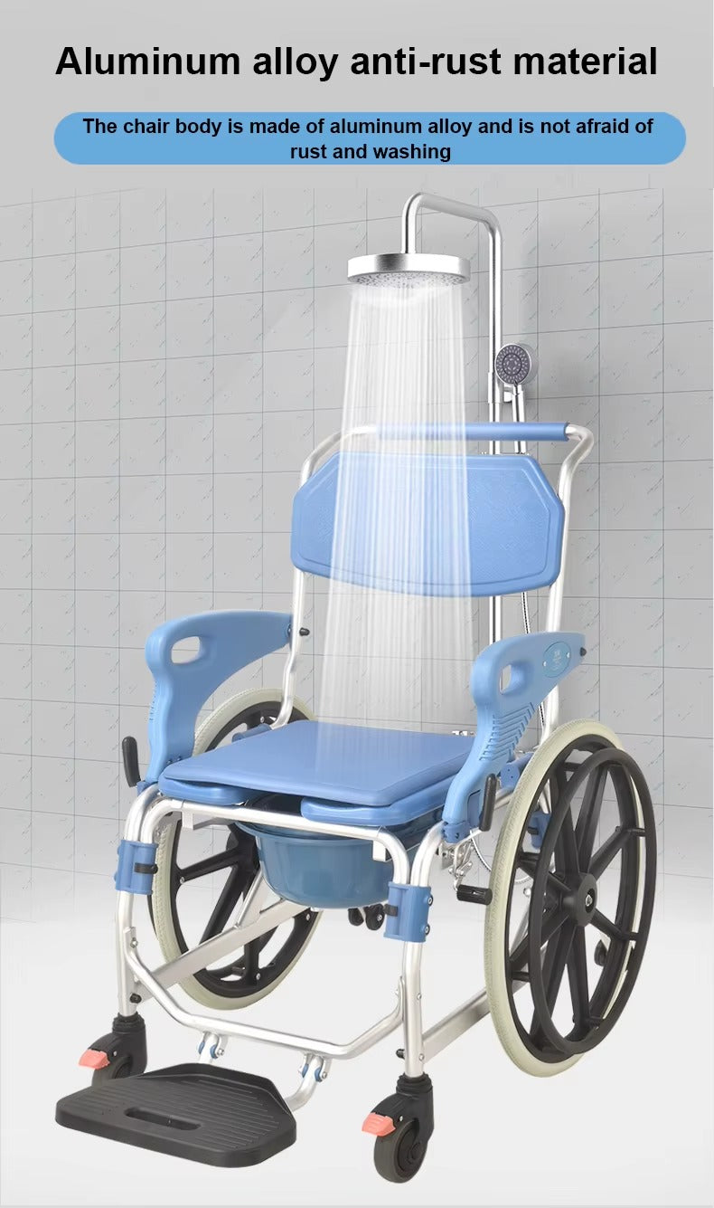 Multipurpose 3 in 1 Self Propelled Rolling Bathroom Wheelchair